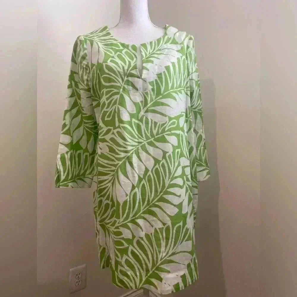 Kate Spade New York NWT Woman’s Chantal Green White Linen Blend Tunic Size XL